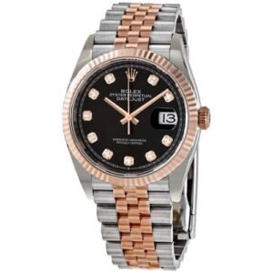 Datejust 36 Black Diamond Dial Automatic 18kt Everose Gold-Time Of Replica