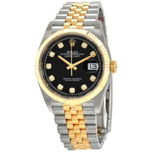 Datejust 36 Black Diamond Dial Yellow Gold - Time Of Replica