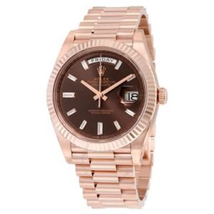 Day-Date 40 Chocolate Dial 18K Everose Gold-Time Of Replica