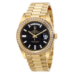 Oyster Perpetual Gold Day-Date Black Dial-Time Of Replica