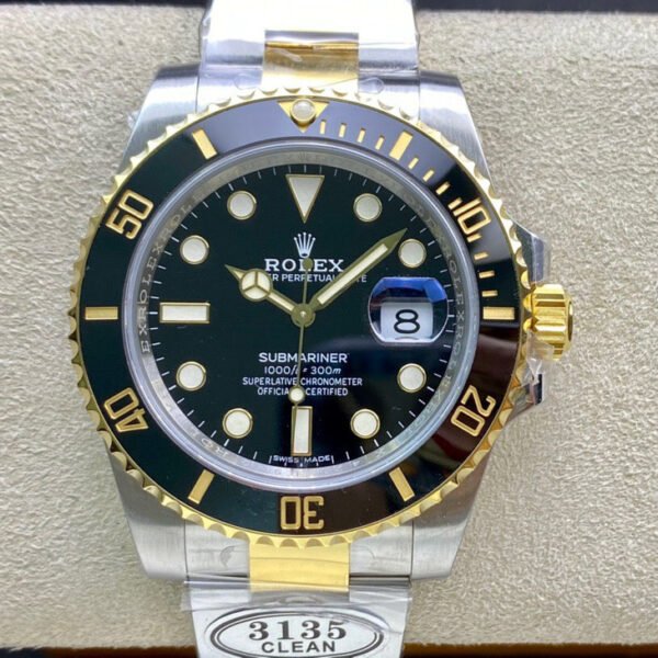 Two Tone Yellow Gold black Dial Ceramic Bezel submariner