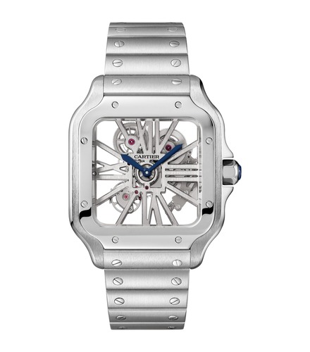 CARTIER Santos Skeleton 39mm Silvered Swiss Made 6A Code SWK122