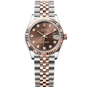 Rolex Datejust 31 Oyster Perpetual Oystersteel and Everose gold chocolate, diamond-set dial Jubilee band Reference 278271