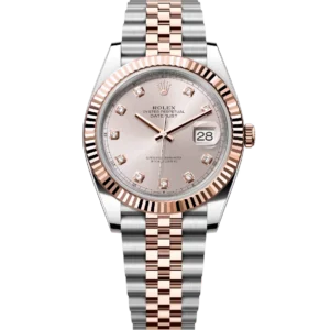 Rolex Datejust 41 Oyster Perpetual Oystersteel and Everose gold Sundust, diamond-set dial Jubilee band Reference 126331