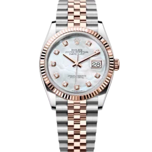 Rolex Datejust 36 Oyster Perpetual Oystersteel and Everose gold mother-of-pearl, diamond-set dial Jubilee band Reference 126231