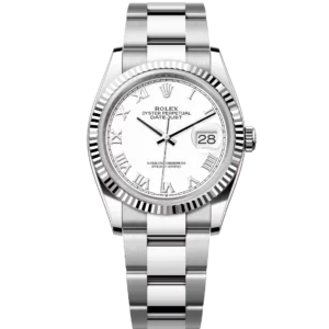 Rolex Datejust 36 Oyster Perpetual Oystersteel and white gold white dial Oyster band Reference 126234