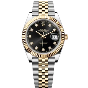 Rolex Datejust 36 Oystersteel and yellow gold bright black, diamond-set dial Jubilee band Reference 126233