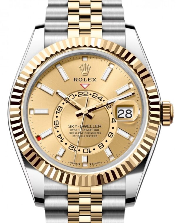 rolex sky dweller yellow gold steel champagne index dial jubilee bracelet 336933 e1711044040333 Welcome to our site. We sell Super Clone Rolex 1:1 replica watches right to your doorstep. We have excellent collection of Swiss Made Movement, solid 904L stainless steel, and a scratch-proof sapphire crystal. We assure you'll love our watches.