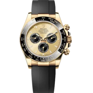 Rolex Cosmograph Daytona 40 Oyster Perpetual 18 ct yellow gold golden and bright black dial Oysterflex band Reference 126518LN