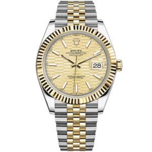 Rolex Datejust 41 Oyster Band Perpetual Oystersteel and yellow gold golden fluted motif dial Jubilee band Reference 126333