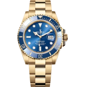 Rolex Submariner Date 41 Oyster Perpetual 18 ct yellow gold Cerachrom bezel insert in blue ceramic royal blue dial Oyster band Reference 126618LB