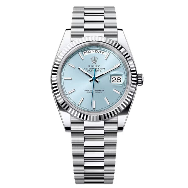 Rolex Day-Date 40 Ice Blue Baton Dial REF: 228236