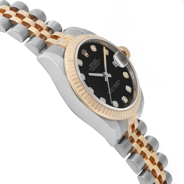 Rolex Datejust 31mm Yellow Gold Steel Black Diamond Dial Ladies Watch 178273 - Image 3