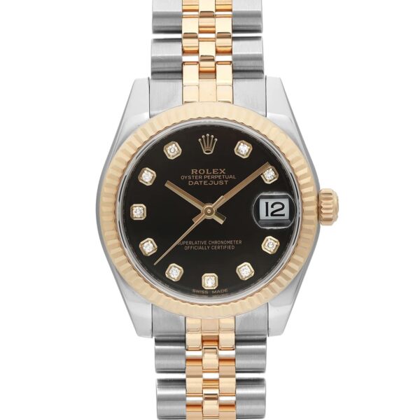 Rolex Datejust 31mm 18K Yellow Gold Steel Black Diamond Dial Ladies Watch 178273 Clean Factory super clone 1:1