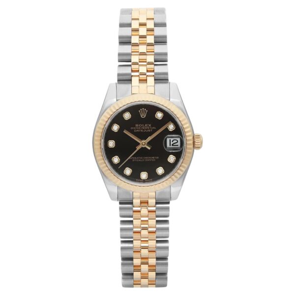 Rolex Datejust 31mm Yellow Gold Steel Black Diamond Dial Ladies Watch 178273 - Image 6