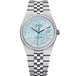 Rolex Land-Dweller 36 Oyster Perpetual platinum ice-blue honeycomb-motif diamond-set dial Flat Jubilee band Reference 127286TBR