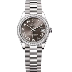Rolex Datejust 31 Oyster Perpetual 18 ct white gold dark grey dial President band Reference 278289RBR
