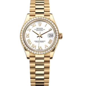 Rolex Datejust 31 Oyster Perpetual 18 ct yellow gold white dial President band Reference 278288RBR