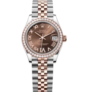 Rolex Datejust 31 Oyster Perpetual Oystersteel and Everose gold chocolate, diamond-set dial Jubilee band Reference 278381RBR