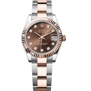 Rolex Datejust 31 Oyster Perpetual Oystersteel and Everose gold chocolate, diamond-set dial Oyster band Reference 278271