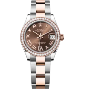 Rolex Datejust 31 Oyster Perpetual Oystersteel and Everose gold chocolate, diamond-set dial Oyster band Reference 278381RBR