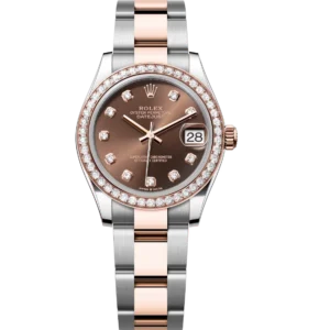 Rolex Datejust 31 Oyster Perpetual Oystersteel and Everose gold chocolate, diamond-set dial Oyster band Reference 278381RBR