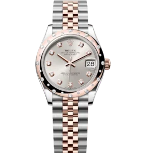 Rolex Datejust 31 Oyster Perpetual Oystersteel and Everose gold silver, diamond-set dial Jubilee band Reference 278341RBR