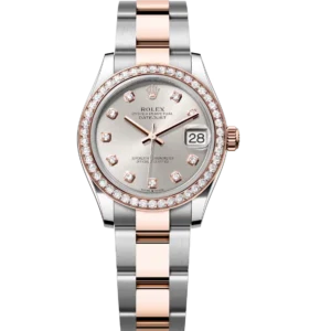 Rolex Datejust 31 Oyster Perpetual Oystersteel and Everose gold silver, diamond-set dial Oyster band Reference 278381RBR