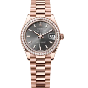 Rolex Datejust 31 Oyster Perpetual Oystersteel and Everose gold slate dial President band Reference 278285RBR
