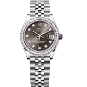 Rolex Datejust 31 Oyster Perpetual Oystersteel and white gold dark grey, diamond-set dial Jubilee band Reference 278384RBR