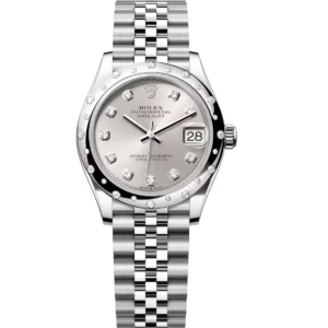 Rolex Datejust 31 Oyster Perpetual Oystersteel and white gold silver, diamond-set dial Jubilee band Reference 278344RBR