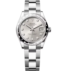 Rolex Datejust 31 Oyster Perpetual Oystersteel and white gold silver, diamond-set dial Oyster band Reference 278344RBR