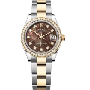 Rolex Datejust 31 Oyster Perpetual Oystersteel and yellow gold black mother-of-pearl, diamond-set dial Oyster band Reference 278383RBR