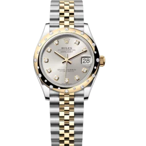 Rolex Datejust 31 Oyster Perpetual Oystersteel and yellow gold silver, diamond-set dial Jubilee band Reference 278343RBR