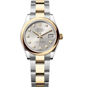 Rolex Datejust 31 Oyster Perpetual Oystersteel and yellow gold silver, diamond-set dial Oyster band Reference 278243