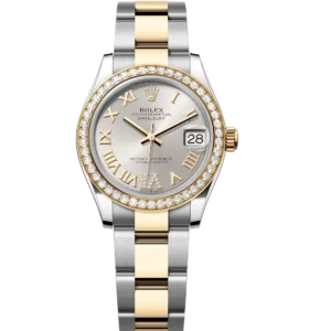 Rolex Datejust 31 Oyster Perpetual Oystersteel and yellow gold silver, diamond-set dial Oyster band Reference 278383RBR
