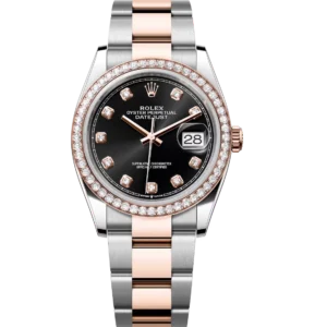 Rolex Datejust 36 Oyster Perpetual Oystersteel and Everose gold bright black, diamond-set dial Oyster band Reference 126281RBR