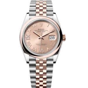 Rolex Datejust 36 Oyster Perpetual Oystersteel and Everose gold rosé colour, diamond-set dial Jubilee band Reference 126201