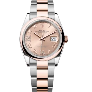 Rolex Datejust 36 Oyster Perpetual Oystersteel and Everose gold rosé colour, diamond-set dial Oyster band Reference 126201