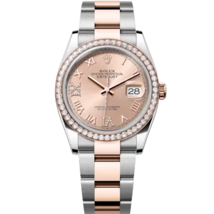 Rolex Datejust 36 Oyster Perpetual Oystersteel and Everose gold rosé colour, diamond-set dial Oyster band Reference 126281RBR
