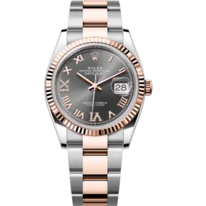 Rolex Datejust 36 Oyster Perpetual Oystersteel and Everose gold slate, diamond-set dial Oyster band Reference 126231