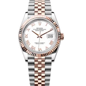 Rolex Datejust 36 Oyster Perpetual Oystersteel and Everose gold white dial Jubilee band Reference 126231