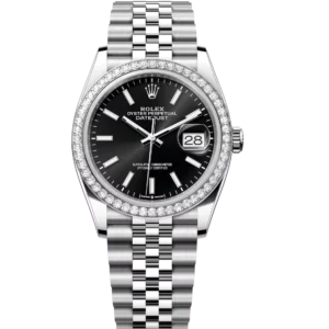 Rolex Datejust 36 Oyster Perpetual Oystersteel and white gold bright black dial Jubilee band Reference 126284RBR