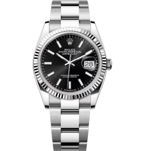 Rolex Datejust 36 Oyster Perpetual Oystersteel and white gold bright black dial Oyster band Reference 126234