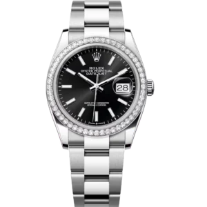 Rolex Datejust 36 Oyster Perpetual Oystersteel and white gold bright black dial Oyster band Reference 126284RBR