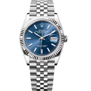 Rolex Datejust 36 Oyster Perpetual Oystersteel and white gold bright blue dial Jubilee band Reference 126234