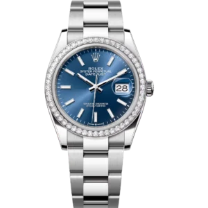 Rolex Datejust 36 Oyster Perpetual Oystersteel and white gold bright blue dial Oyster band Reference 126284RBR