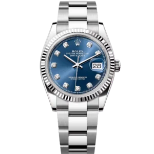 Rolex Datejust 36 Oyster Perpetual Oystersteel and white gold bright blue, diamond-set dial Oyster band Reference 126234