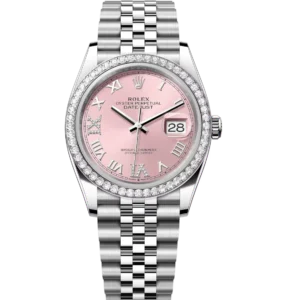 Rolex Datejust 36 Oyster Perpetual Oystersteel and white gold pink, diamond-set dial Jubilee band Reference 126284RBR