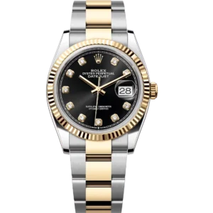 Rolex Datejust 36 Oyster Perpetual Oystersteel and yellow gold bright black, diamond-set dial Oyster band Reference 126233